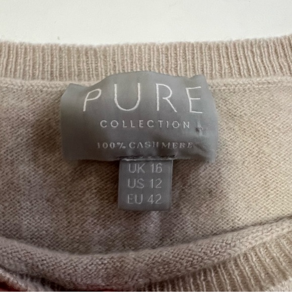 Pure Collection Women's Size 12 Sweater 100% Cashmere Gray Crew Neck Long Sleeve - Picture 3 of 8